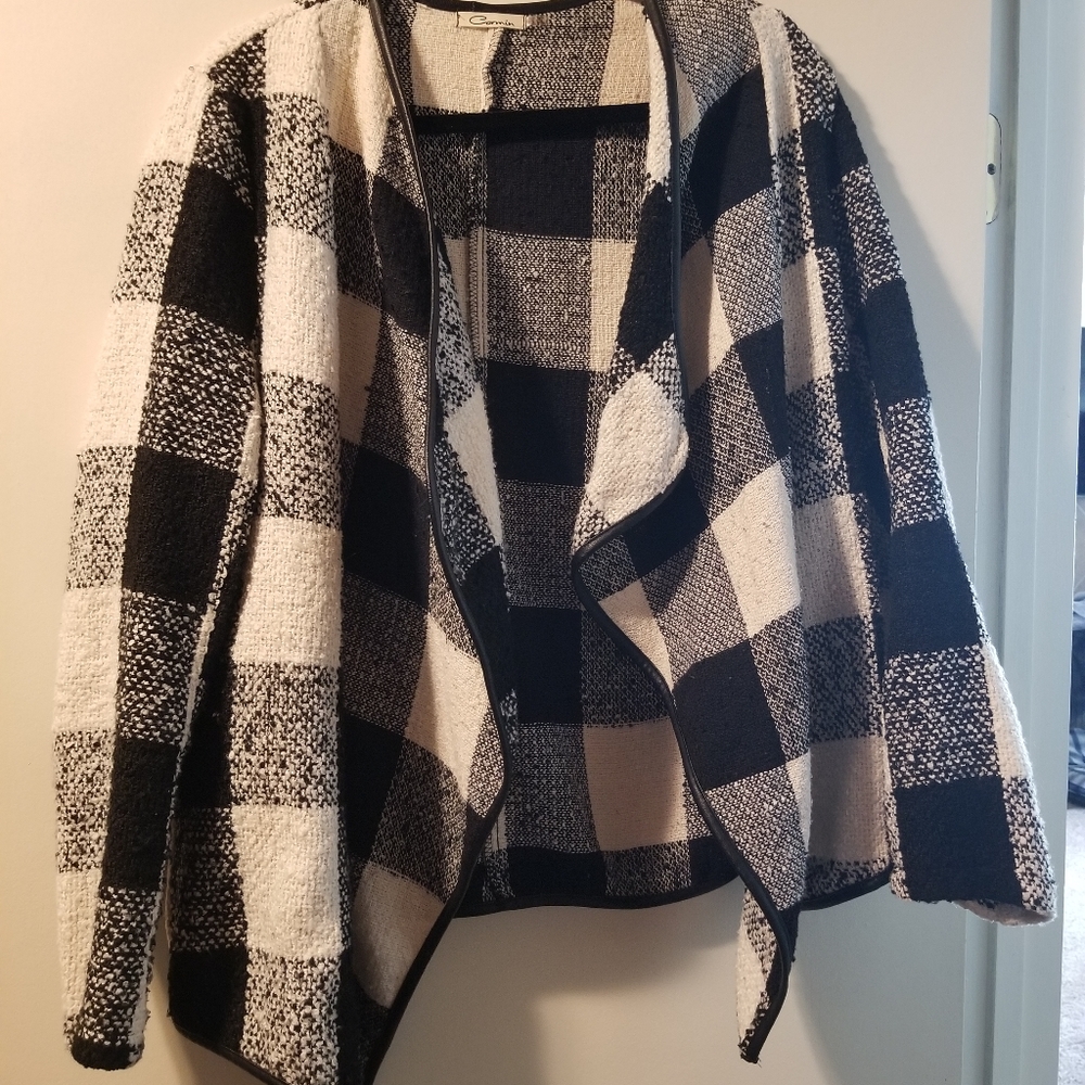 Black and cream open front jacket